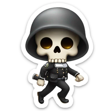skull cute head marching with "raid" sign sticker