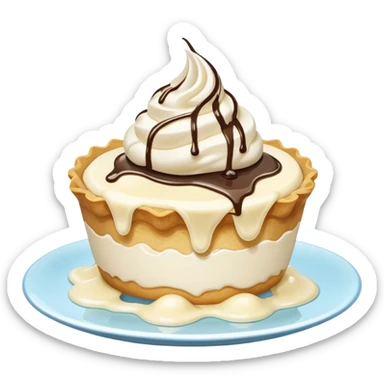 Slice of pale cream pie with melted ice cream dripping off of it sticker
