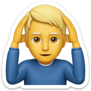 emoji face putting his hands on his ears in a sigma way, confident, stoic, no text sticker