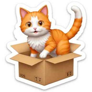 cat jumping inside into a box sticker