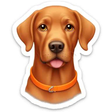 Red Labrador with an orange collar  sticker