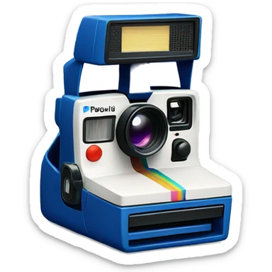Blue polaroid camera sticker