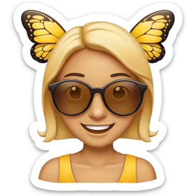 Smiling emoji with butterflies and sunglasses  sticker