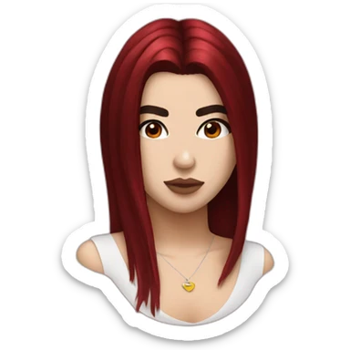 Dua Lipa with dark red hair sticker