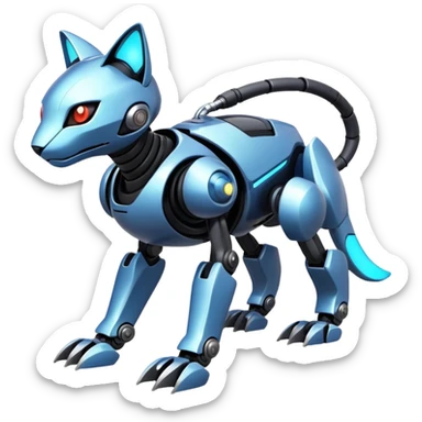  exotic cyber-Protogen-Fakémon-Pokémon-Vernid-robot-feline-creature sticker