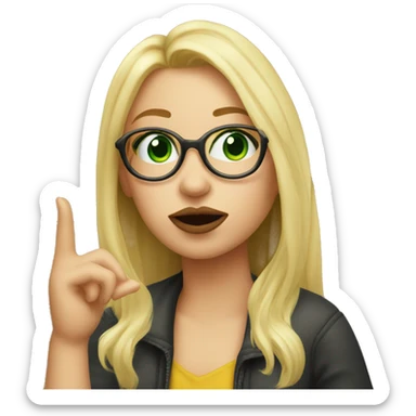 Blonde girl with green eyes and glasses blowing a kiss sticker