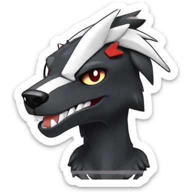 Black Cool Edgy Sergal-Houndoom-Fakémon  with White and Red Edgy markings sticker