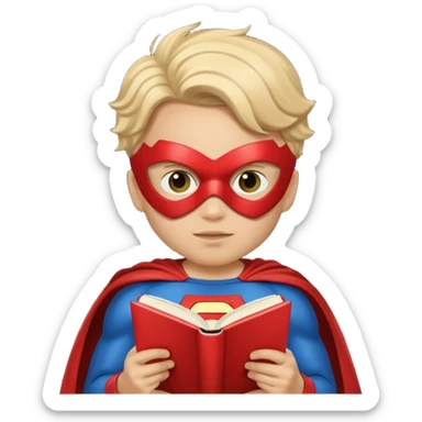 Superhero kid reading a book sticker
