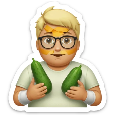make a cucumber gamer, blonde and fat, male. show cucumbers sticker