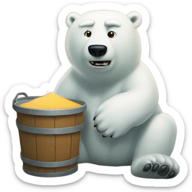 Full boudy polar bear angry with backet hut sticker