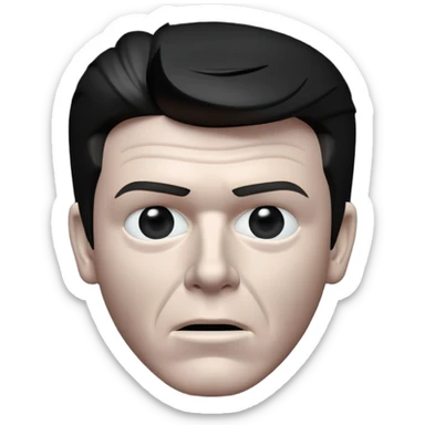 Rick Astley but with his eyes blurred out, the background is pitch black, Rick Astley is a grayish-white color, and the entire picture, including Rick Astley, is a staticky, glitchy, horror, analog horror type sticker