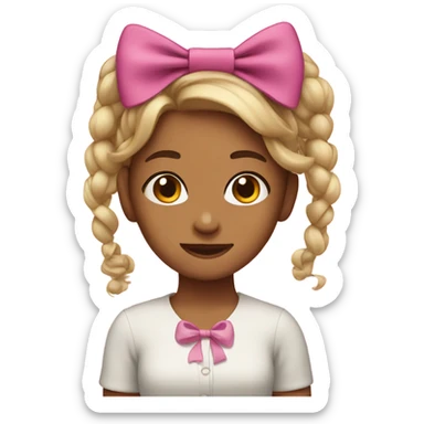Cute girl with a bow sticker