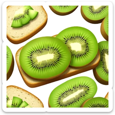 Kiwi sandwich with sliced kiwi fruit between bread slices sticker