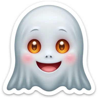 little cute ghost is smiling with blushed face, only fave sticker