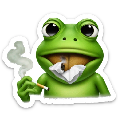 Frog smoking cigarette sticker