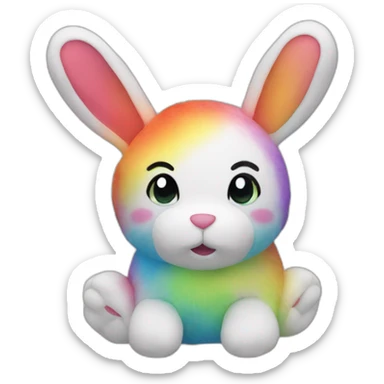 rainbow plush rabbit sticker