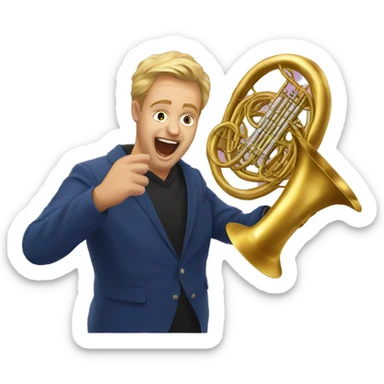French horn rave sticker