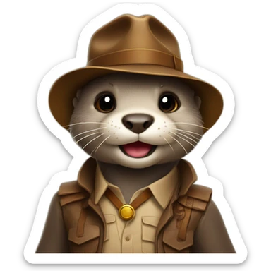 cute otter deguised as a indiana jones sticker