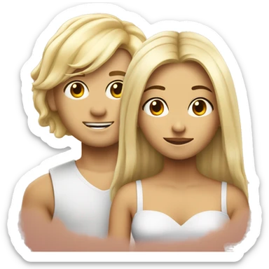 couple girl in blondy har boy in back hair  sticker
