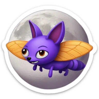 Purple fly fox on the moon sticker
