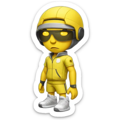 cyberpunk yellow tone dude in tennis uniform sticker