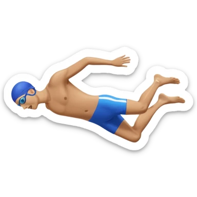 Sporty emoji of a swimmer diving into a pool, side view, dynamic motion, clear diving posture, splash effect, bold colors, emoji s sticker