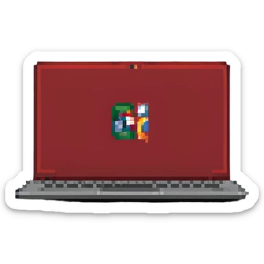 a red laptop having a logo that says cmv on the back of it sticker