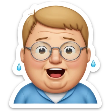 cartoon peter griffin with glasses as a laughing crying emoji sticker