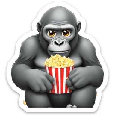 gorilla eating popcorn sticker