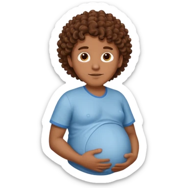 A pregnant Argentinian man with brown curly hair sticker