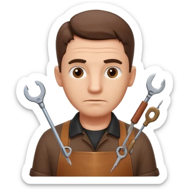professional locksmith portrait, head and shoulders only, serious focused expression, leather apron collar, small lockpick tools visible, 3D cartoon, mobile game icon style, clean background, no text, no watermark
 sticker