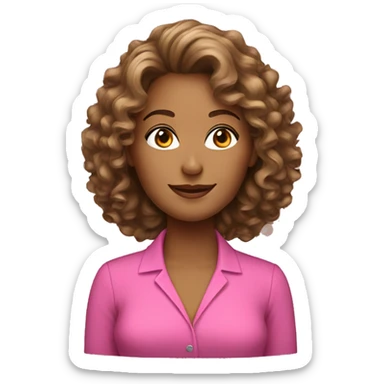 Woman Real estate agent pink shirt curly hair sticker