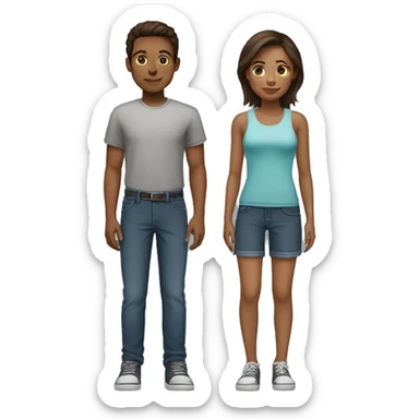 a 5’4 ft girl with a 6’4 ft boy  sticker