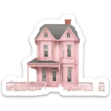 pastel pink 19th century house  sticker