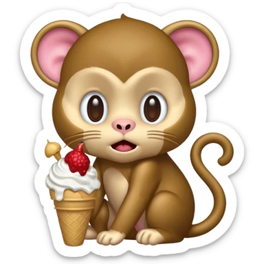 kitty cry beacuse a monkey stole his ice cream sticker