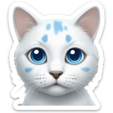 White cats with grey spots and blue eyes  sticker