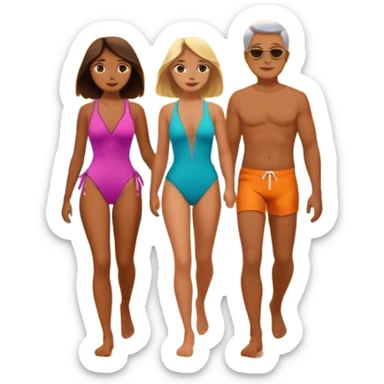 couple walking on the beach sunset in background sticker