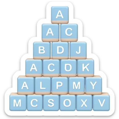 pastel blue alphabet blocks for children stacked in a pyramid sticker