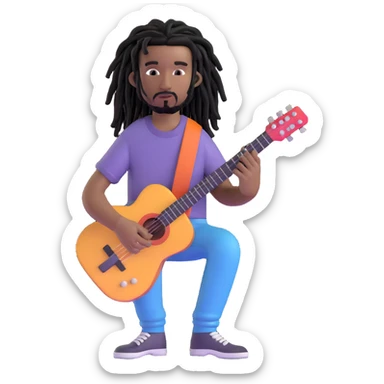Steve Lacy with black dreads and guitar sticker