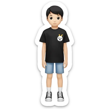 black t-shirt with white text “enfants riches déprimés” sticker