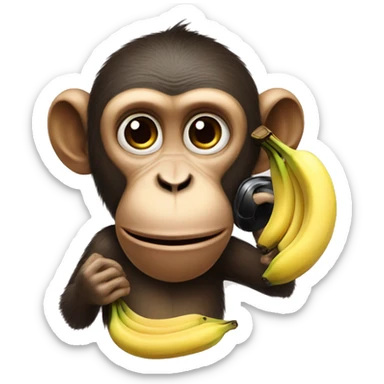 Realistic Monkey using bananas as phones sticker