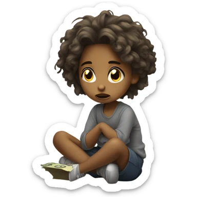 homeless girl asking money sticker