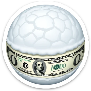 Snow ball with dollar bills  sticker