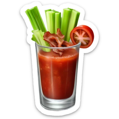 Realistic Bloody Mary Cocktail with Celery and Bacon Garnishes. sticker