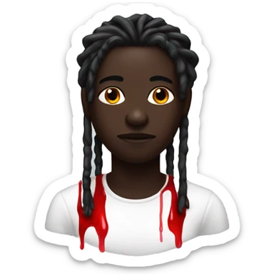 Darkskin, dreads, covered in red juice that gets darker at thicker & more together points sticker