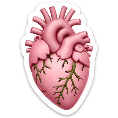 light pink anatomical heart with flower sticker