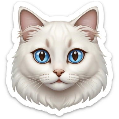 White ragdoll cat with a brown patch on her right eye and has blue eyes sticker