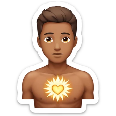 transition from a man with a spiritual pain on his chest growing up to a man with a soul glowing on his body representing his healed version karmically and using that energy to heal others sticker