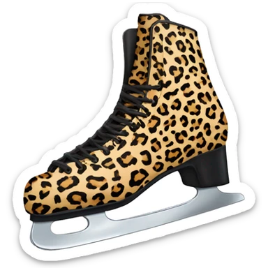 Leopard print ice skates sticker