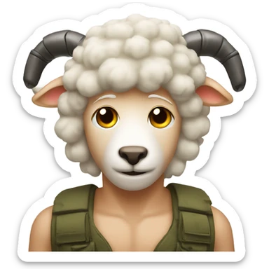 Make it more like a sheep sheep with a boys head Rambo style with the title ramJO sticker